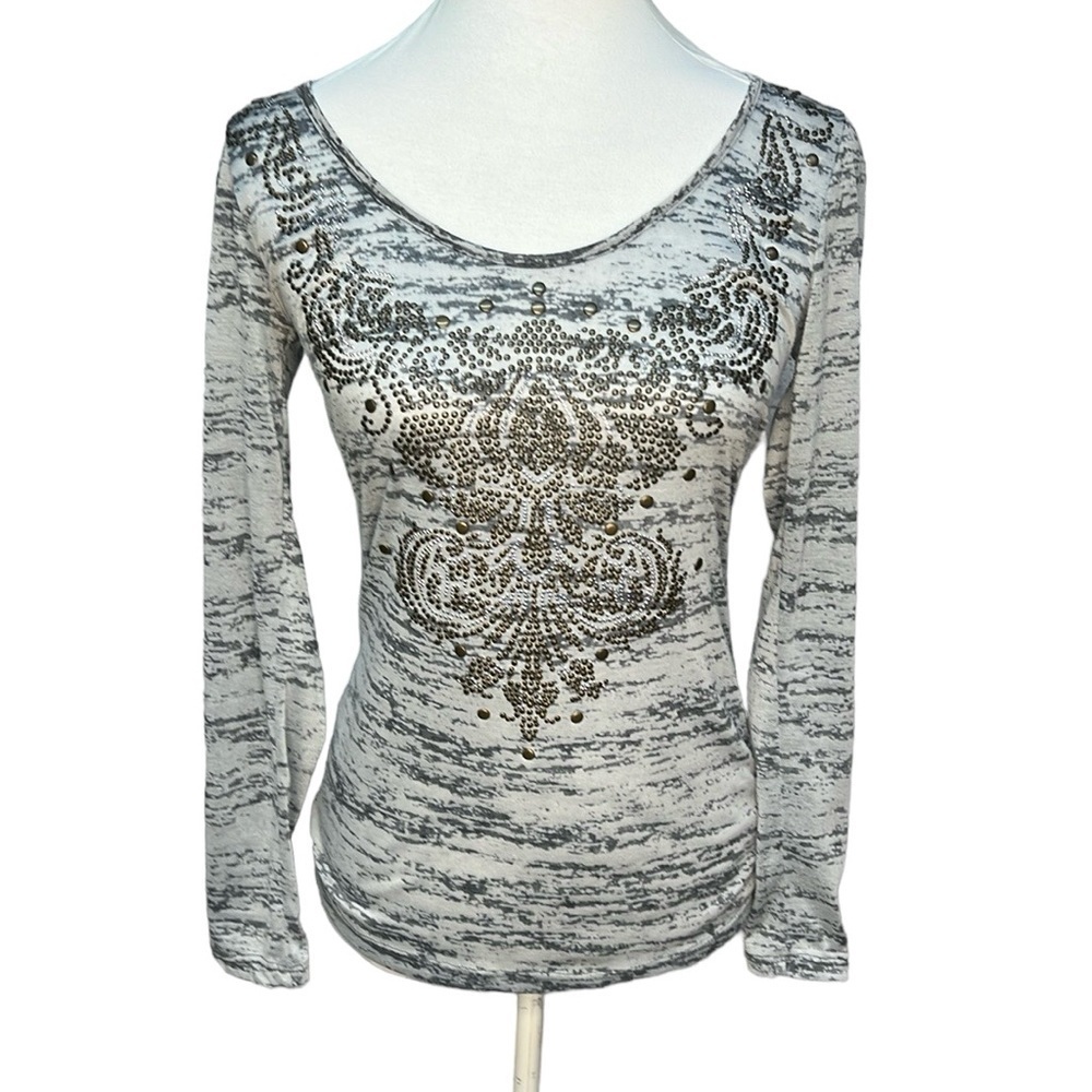 Cache Beaded Slub Knit Blouse